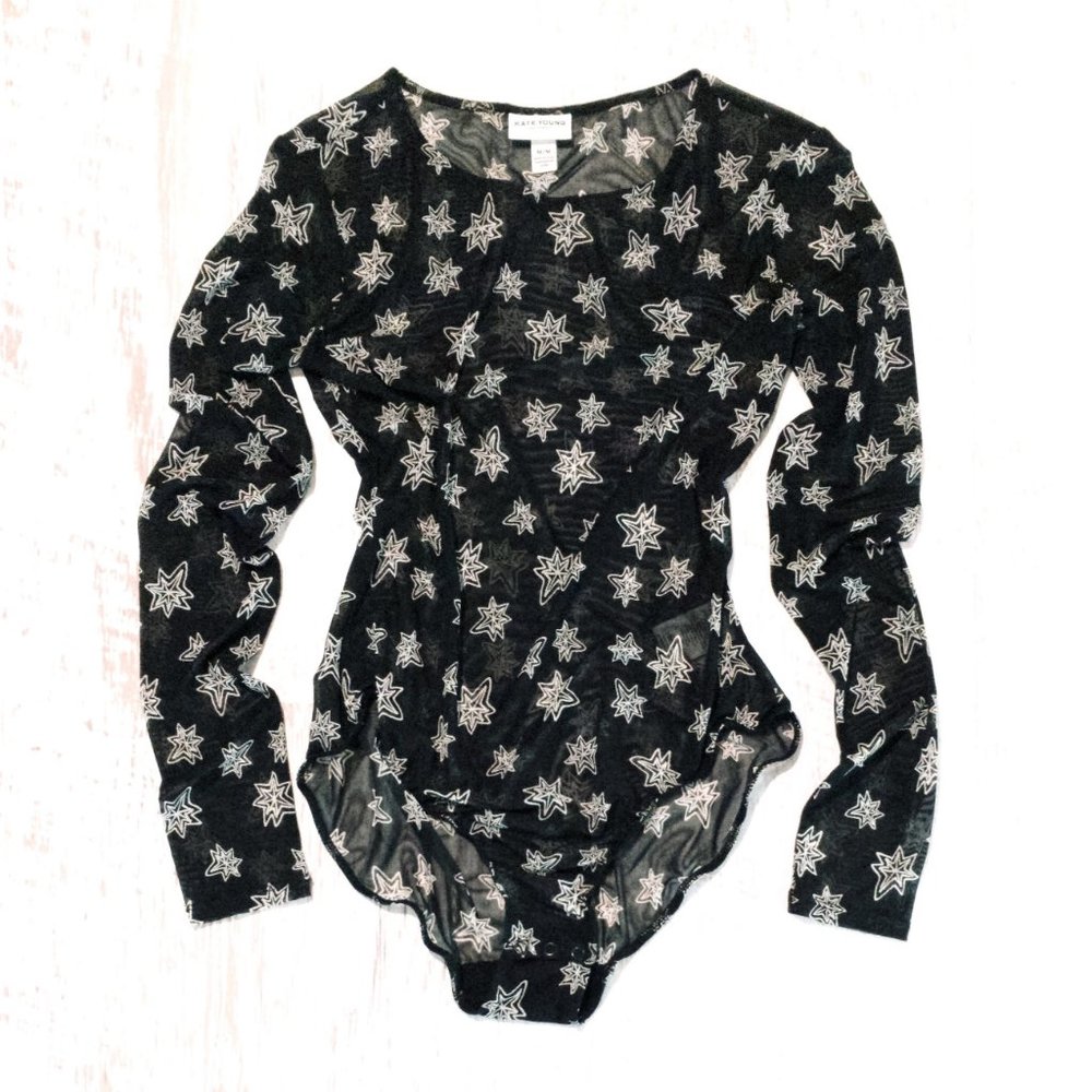 NWOT Kate Young Transparent Star Bodysuit